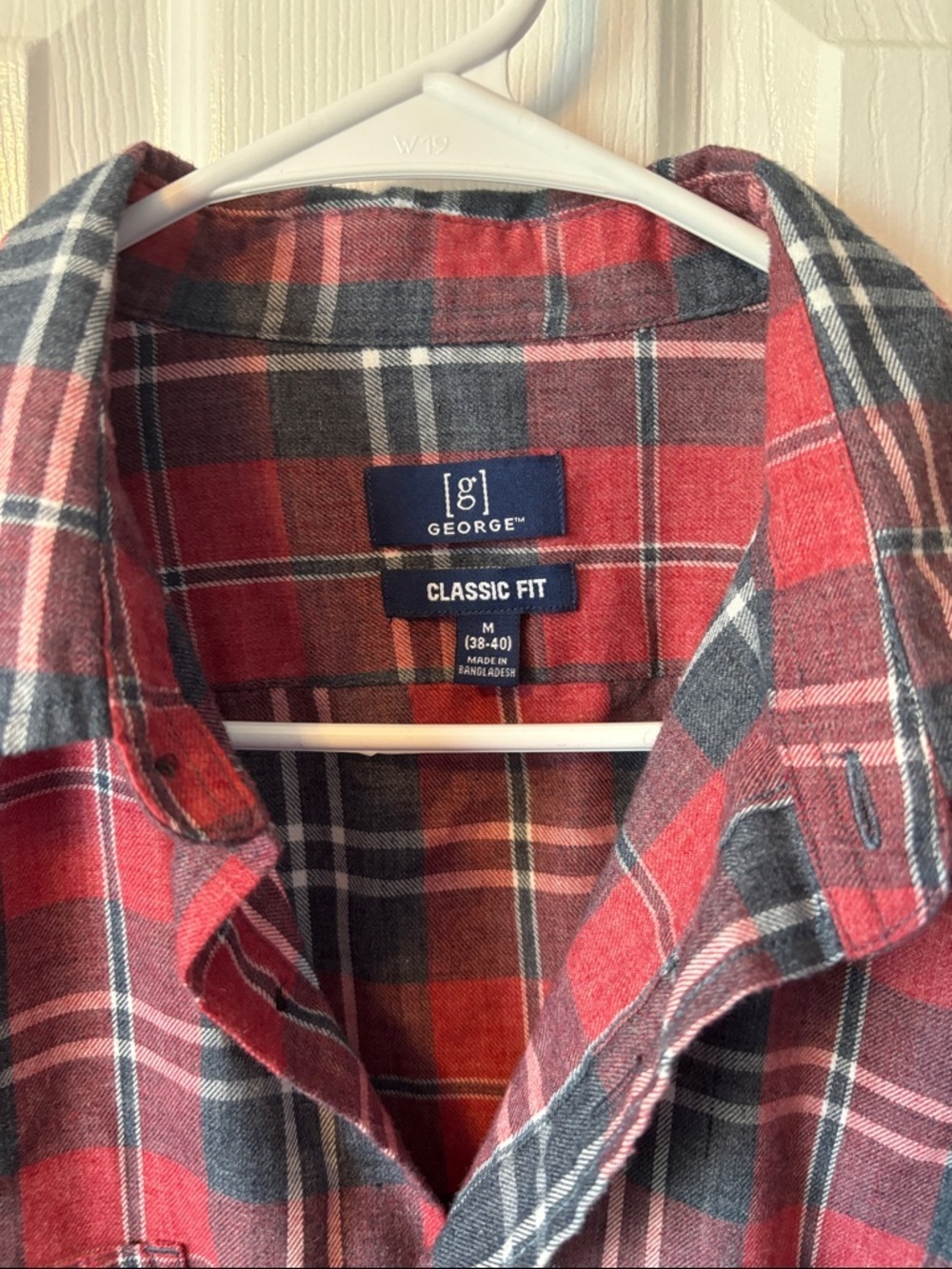 George Red and Black Plaid Casual Button-Down Shirt - Picture 2 of 5